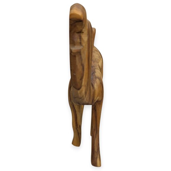 Olive Wood Camel Figurine 7" x 7" x 2" - Picture 5 of 11